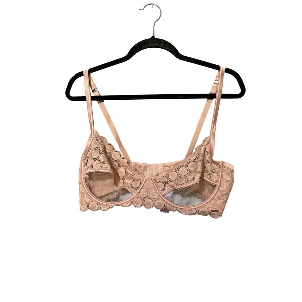 Savage X Fenty Lace Underwire Bra 38D Nude Sheer Unlined Scalloped